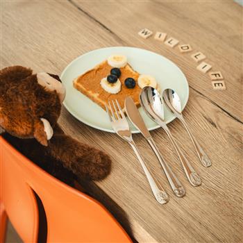 Børnebestik, 4-delt, Wildlife, rustfrit stål, fra Noa Kids