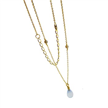 Halskæde med Chalcedon & Rå Diamanter 42+8cm, fra San - Links of Joy