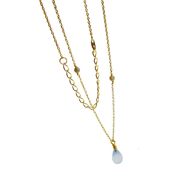 Halskæde med Chalcedon & Rå Diamanter Øreringe, fra San - Links of Joy
