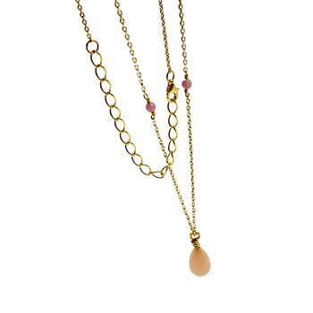 Halskæde med Pink opal 42+8cm, fra San - Links of Joy