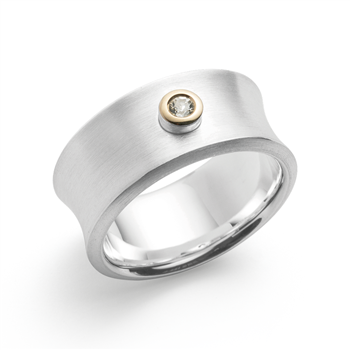 925/- Ring, fg 14K mat, hvid topas 0,08ct, fra Bastian Inverun