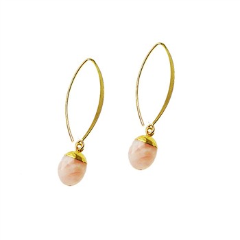 Øreringe - Forgyldt med Pink opal Forgyldt pr.par, fra San - Links of Joy