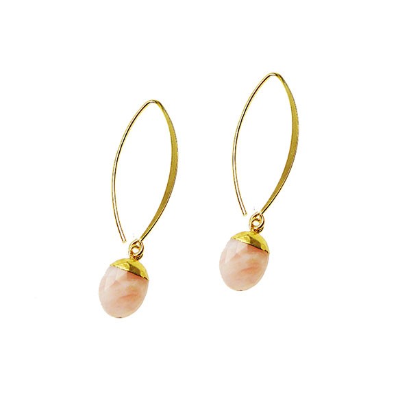 Øreringe - Forgyldt med Pink opal Forgyldt pr.par, fra San - Links of Joy