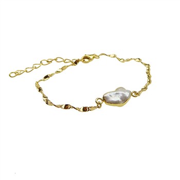 Armbånd -Forgyldt med Barok Ferskvandsperle 16+4cm, fra San - Links of Joy
