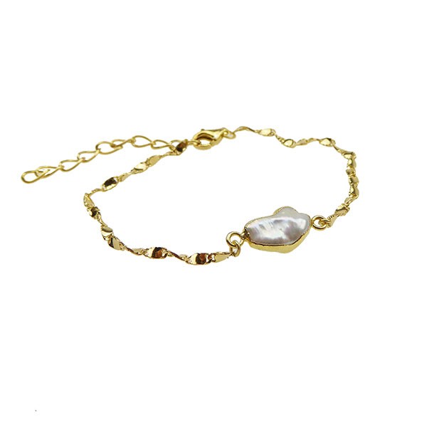 Armbånd -Forgyldt med Barok Ferskvandsperle 16+4cm, fra San - Links of Joy