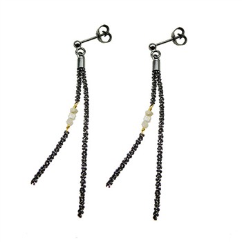 Earrings - Oxidised/Goldplated w. grey Raw Diamonds Oxyderet pr.par, fra San - Links of Joy