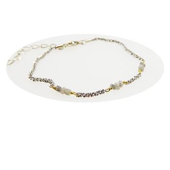 Bracelet & Necklace - Rhodium/Goldplated w. grey Raw Diamonds 18+4cm, fra San - Links of Joy