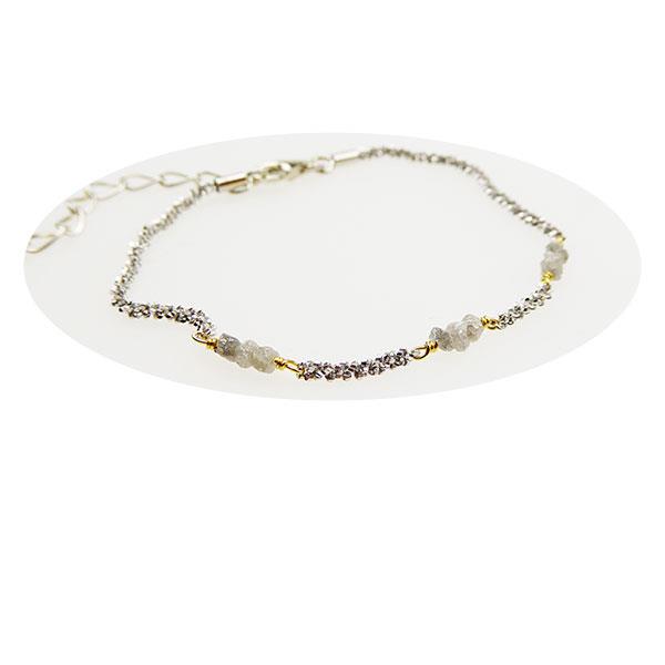 Bracelet & Necklace - Rhodium/Goldplated w. grey Raw Diamonds 18+4cm, fra San - Links of Joy