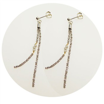 Earrings - Rhodium/Goldplated w. grey Raw Diamonds Rhodineret pr.par, fra San - Links of Joy