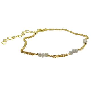 Bracelet & Necklace - Goldplated w. grey Raw Diamonds 18+4cm, fra San - Links of Joy