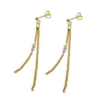 Earrings - Goldplated w.grey Raw Diamonds Forgyldt pr.par, fra San - Links of Joy