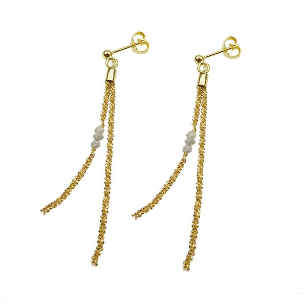 Earrings - Goldplated w.grey Raw Diamonds Forgyldt pr.par, fra San - Links of Joy