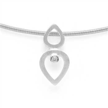 925/- Vedhæng, rho. mat, brillant 0,02ct W-SI, fra Bastian Inverun