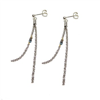 Earrings - rhodium/Goldplated w.Raw Diamonds - multi colour Rhodineret pr.par, fra San - Links of Joy