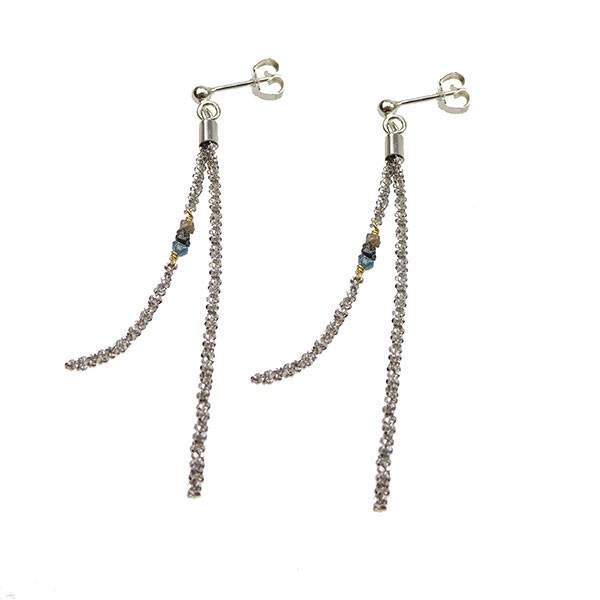 Earrings - rhodium/Goldplated w.Raw Diamonds - multi colour Rhodineret pr.par, fra San - Links of Joy