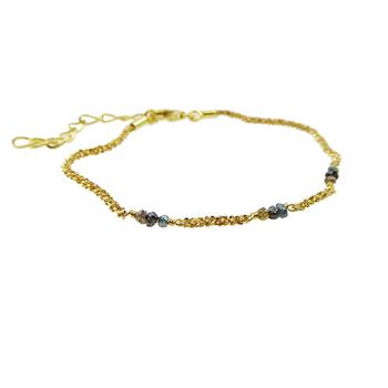 Bracelet & Necklace - Goldplated w. Raw Diamonds-multi colour 18+4cm, fra San - Links of Joy
