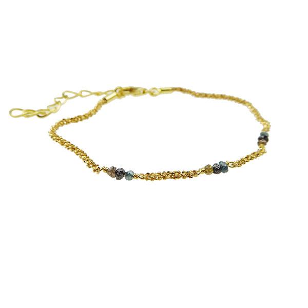 Bracelet & Necklace - Goldplated w. Raw Diamonds-multi colour 18+4cm, fra San - Links of Joy
