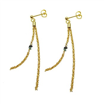 Earrings - Goldplated w.Raw Diamonds - multi colour Forgyldt pr.par, fra San - Links of Joy