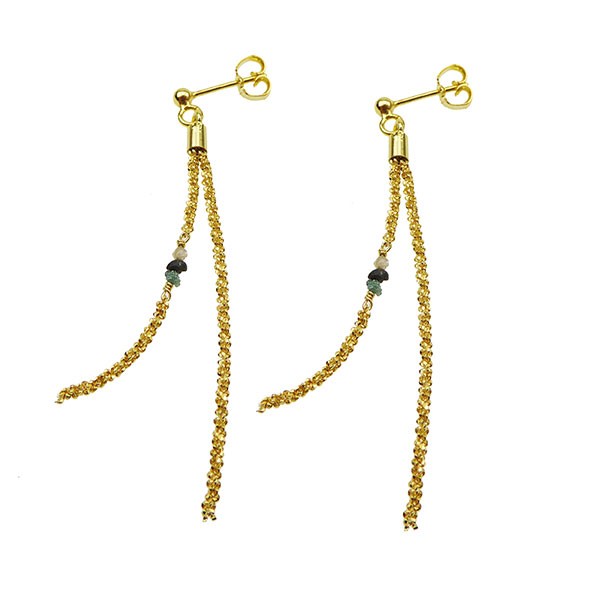 Earrings - Goldplated w.Raw Diamonds - multi colour Forgyldt pr.par, fra San - Links of Joy
