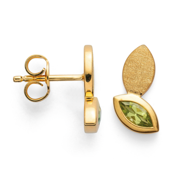 925/- Ørestikker, fg børstet/blank, peridot 0,5ct, fra Bastian Inverun