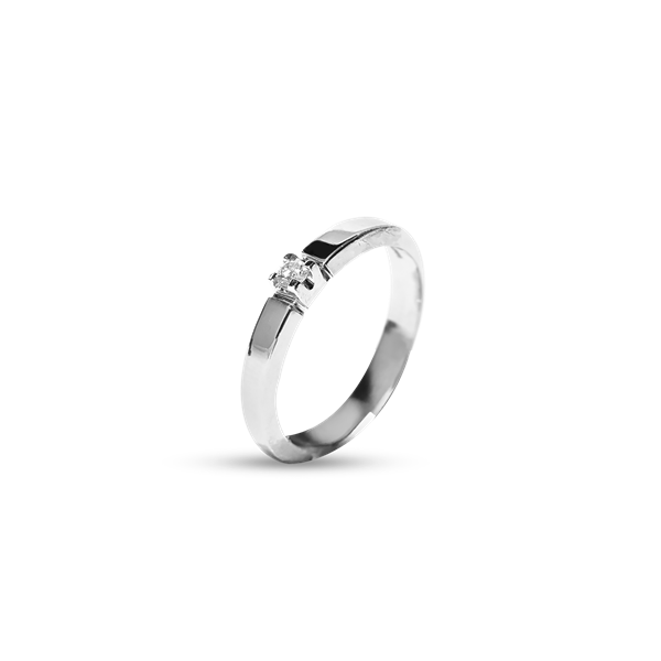 14KT HV.D.RING BRILL.1X0,03CT WPI, fra Aagaard