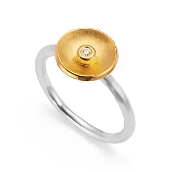 925/- Ring, delvis fg, rho. børstet/blank, 0,02ct, fra Bastian Inverun