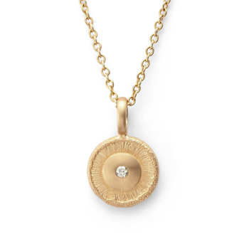 750/- Vedhænger mat/ struktureret, 0,02ct, fra Bastian Inverun