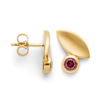 925/- øreringe,fg.,mat, rhodolite 0,40ct, fra Bastian Inverun