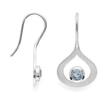 925/- øreringe, mat, blå topaz 0,64ct, fra Bastian Inverun