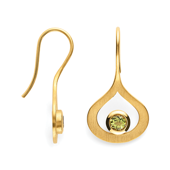 925/- øreringe, fg., mat, peridot 0,53ct, fra Bastian Inverun