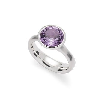 925/- ring, rhodium-pl., mat/pol., amethyst 3,2ct, fra Bastian Inverun