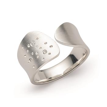 925/- Ring, rhodineret, mat, Dia. 0,03ct W-SI, fra Bastian Inverun