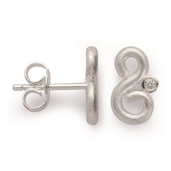 925/- Ørestikker, rho., mat, Dia. 0,01ct W-SI, fra Bastian Inverun