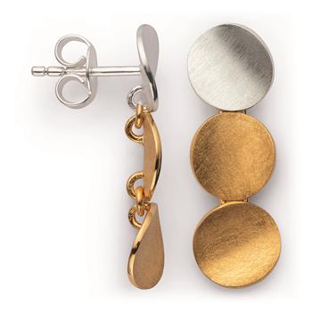 925/- Ørestikker, delvist forgyldt, rho. mat/mat, fra Bastian Inverun