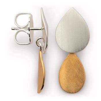 925/- Ørestikker, delvist forgyldt, rho. mat/mat, fra Bastian Inverun