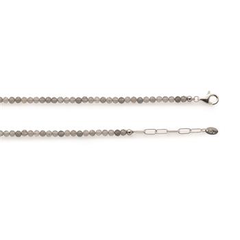 Kæde Labradorith, 925/- karabinlås, 42 + 3cm, 3mm, fra Bastian Inverun