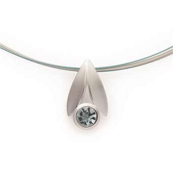 925/- Vedhæng, rho., mat/poleret, blå topas 0.93ct, fra Bastian Inverun