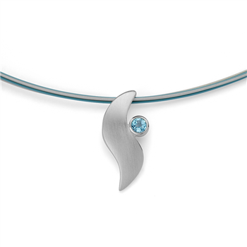 925/vedhæng, rh, satin mat, blå topas 0,14ct, fra Bastian Inverun