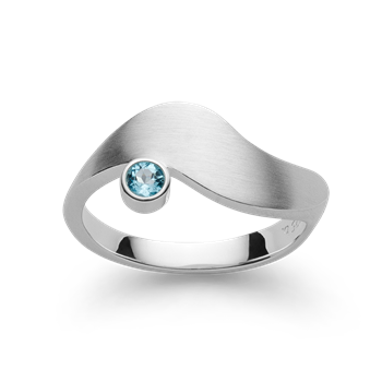 925/-ring, rh, satin mat, blå topas 0,13ct, fra Bastian Inverun