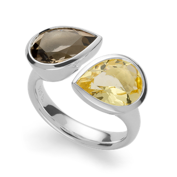 925/- ring, rh, kvarts champagne 2,74 ct, røg 2,94, fra Bastian Inverun
