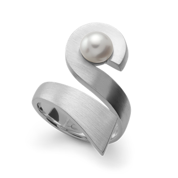 925/-ring, rh, mat, kultur perle 2,15 ct, fra Bastian Inverun
