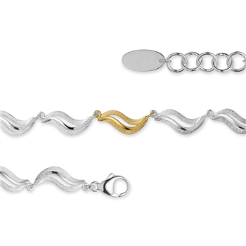925 armbånd, delvist fg, rh-pl., matt/pol, 45+3 cm, fra Bastian Inverun