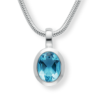 925/- Rh Vedhæng blå topas 1,48ct. Mat/pol, fra Bastian Inverun