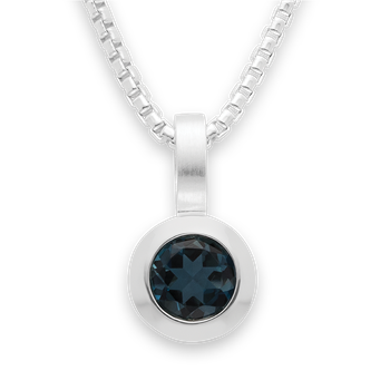 925/- Rh Vedhæng blå topas 0,83ct. Mat/pol, fra Bastian Inverun