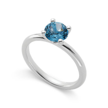 925/- Rh Ring blå topas 1,49,ct poleret, fra Bastian Inverun