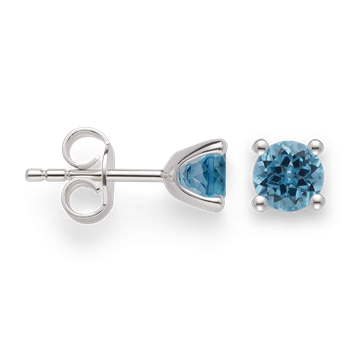 925/- Rh ørestikker blå topas 1,10ct. Poleret, fra Bastian Inverun