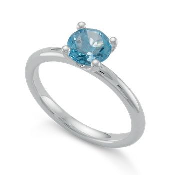 925/- Rh Ring blå topas 0,99,ct poleret, fra Bastian Inverun