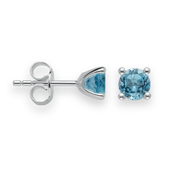 925/- Ørestikker blå topas 1,24ct. Poleret, fra Bastian Inverun