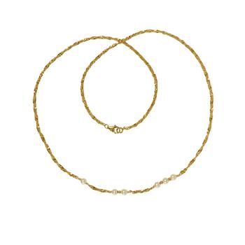14kt halskæde med ferskvandsperler 45cm, fra San - Links of Joy