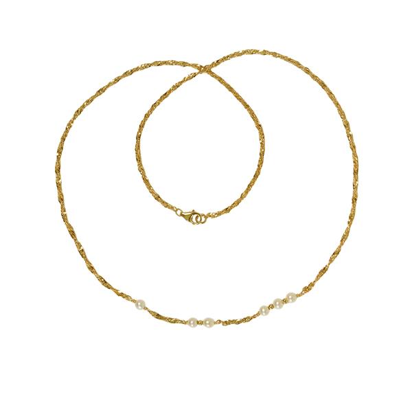 14kt halskæde med ferskvandsperler 45cm, fra San - Links of Joy
